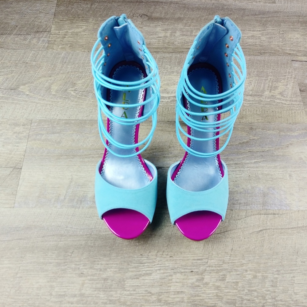 Multi Strap Open Toe Heels - Picture 2 of 8